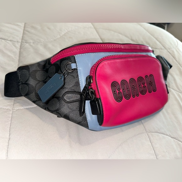 Coach Track Belt Bag In Colorblock Signature Canvas With Coach c8129 - Picture 8 of 10